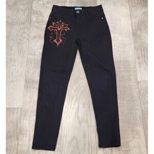 Draper James RSVP Size 6 Black Skinny Jeans Cross Goth Grunge Vamp Emo 27 X 26.5